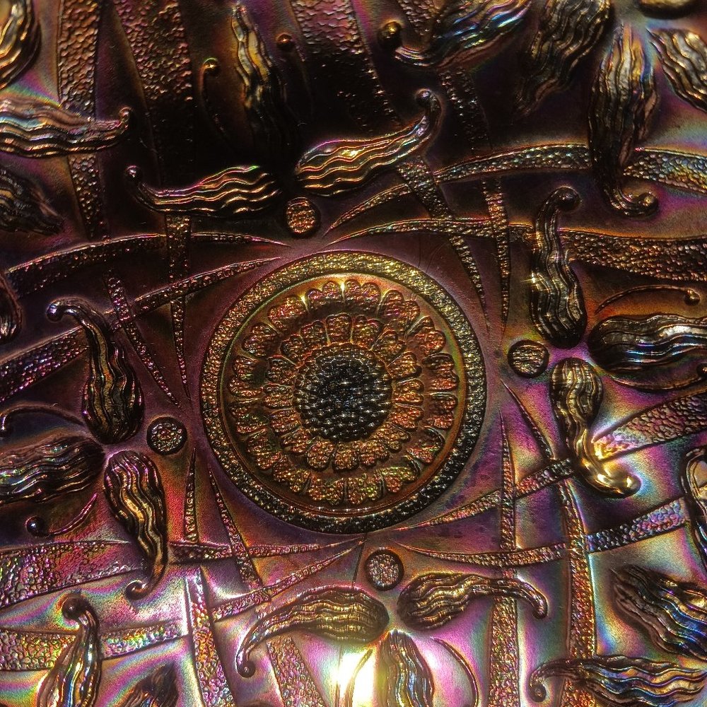 Vintage Northwood Carnival Glass 3 Footed Ruffle Edge Bowl - Picture 4 of 10